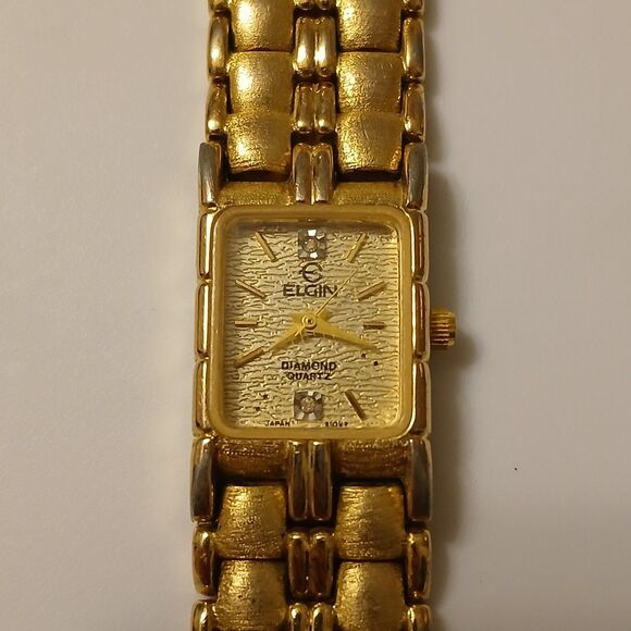 Vtg Elgin Diamond Elegant Gold Tone Quartz Bracelet Watch EM846 Japan Movt READ - Picture 2 of 16